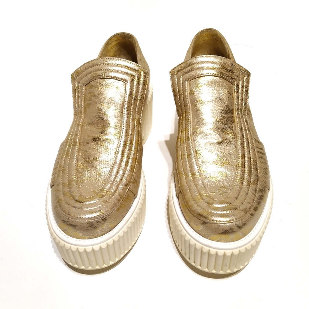 *SOLD* Chanel Metallic Gold Platform Shoes - 9 - Picture 2 of 11